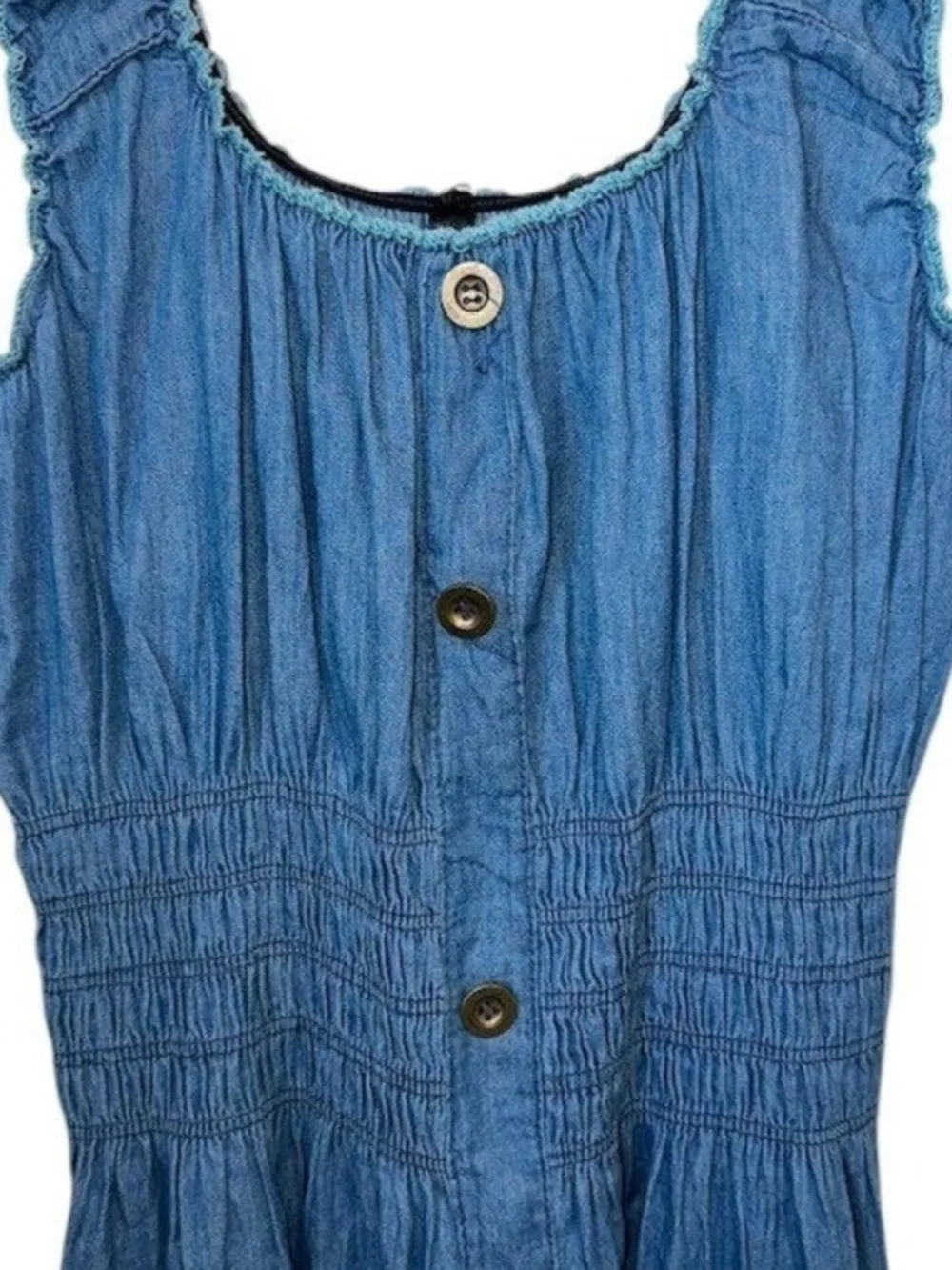 Anthropologie Lapis Tiered Denim Maxi Dress Large - Picture 3 of 14